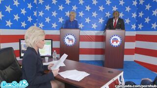 Parker Swayze et Bernie dans la parodie sexuelle Trump-Clinton