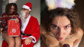 Meilleur cadeau du Nouvel An: Sexe avec le Père Noël et visage magique