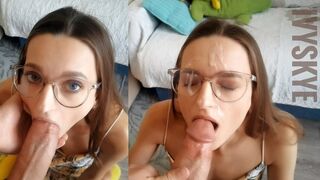 Séduction de Mostoha fille: Suce la grosse bite et avale tout