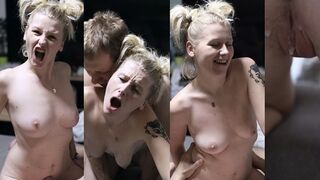 Une jeune fille blonde sexy veut tomber enceinte, l'homme ne peut rien faire d'autre qu'y entrer