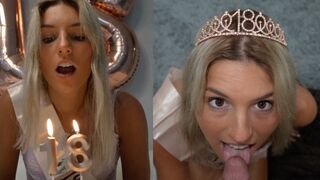 une étudiante de 18 ans fête son anniversaire en la sucant et en savourant son visage