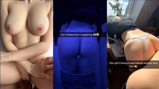 Dirty shlaging de filles de l'université dans une sélection de snapchat à l'écran trois