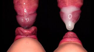 Close-up: le meilleur bas-up avec un condom bombé! Il explose le préservatif et joue avec plaisir pulvérisé!