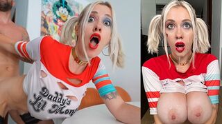 Gros seins Harley Quinn Deepthroat, baise à peu près jusqu'à ce qu'un gros cul sur son visage - POV COSPLAY