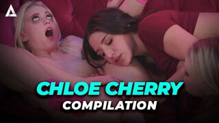 Blonde skinny Chloe Cherry sélection lesbienne avec trois feux